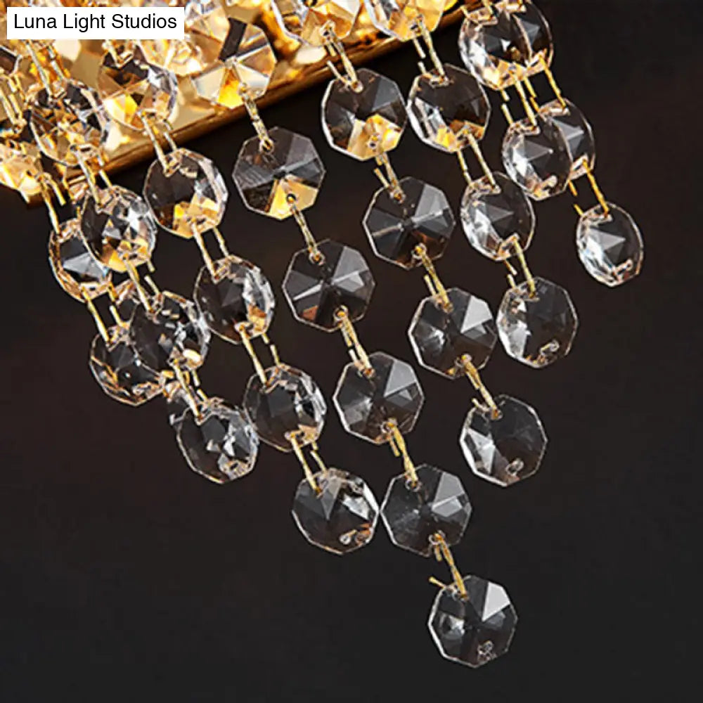 Modern Beaded Crystal Wall Sconce With 2 Smoky Grey Lights For Living Room