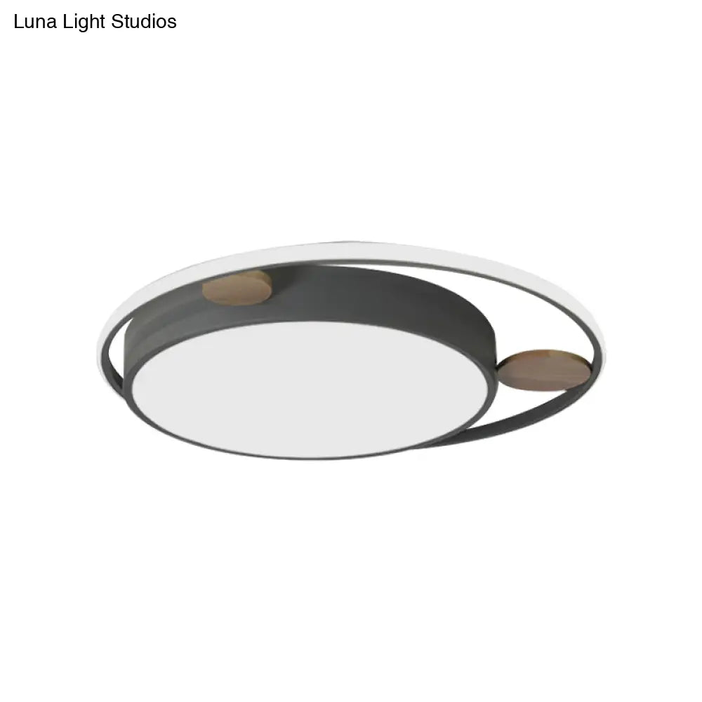 Modern Bear Head Led Flushmount Ceiling Light With Wood Accent - 18’/21.5’ Wide Cartoon Acrylic