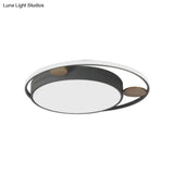 Modern Bear Head Led Flushmount Ceiling Light With Wood Accent - 18’/21.5’ Wide Cartoon Acrylic