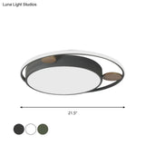 Modern Bear Head Led Flushmount Ceiling Light With Wood Accent - 18’/21.5’ Wide Cartoon Acrylic