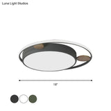 Modern Bear Head Led Flushmount Ceiling Light With Wood Accent - 18’/21.5’ Wide Cartoon Acrylic