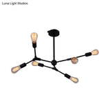 Modern Bedroom Chandelier With Sputnik Metal Shade And Bare Bulb: 6/8/9 Light Hanging Fixture