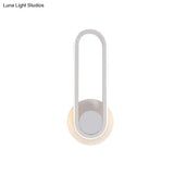 Modern Bedside Led Sconce Lamp - Simple Black/White Wall Light With Aluminum Frame Oval Design