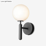 Modern Bedside Wall Lamp - Simple Black Light Fixture With Glass Shade