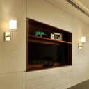 Modern Beige/Chrome Cylindrical Sconce With 1 Light Smoke/Clear Glass Wall Mount - Switch Options