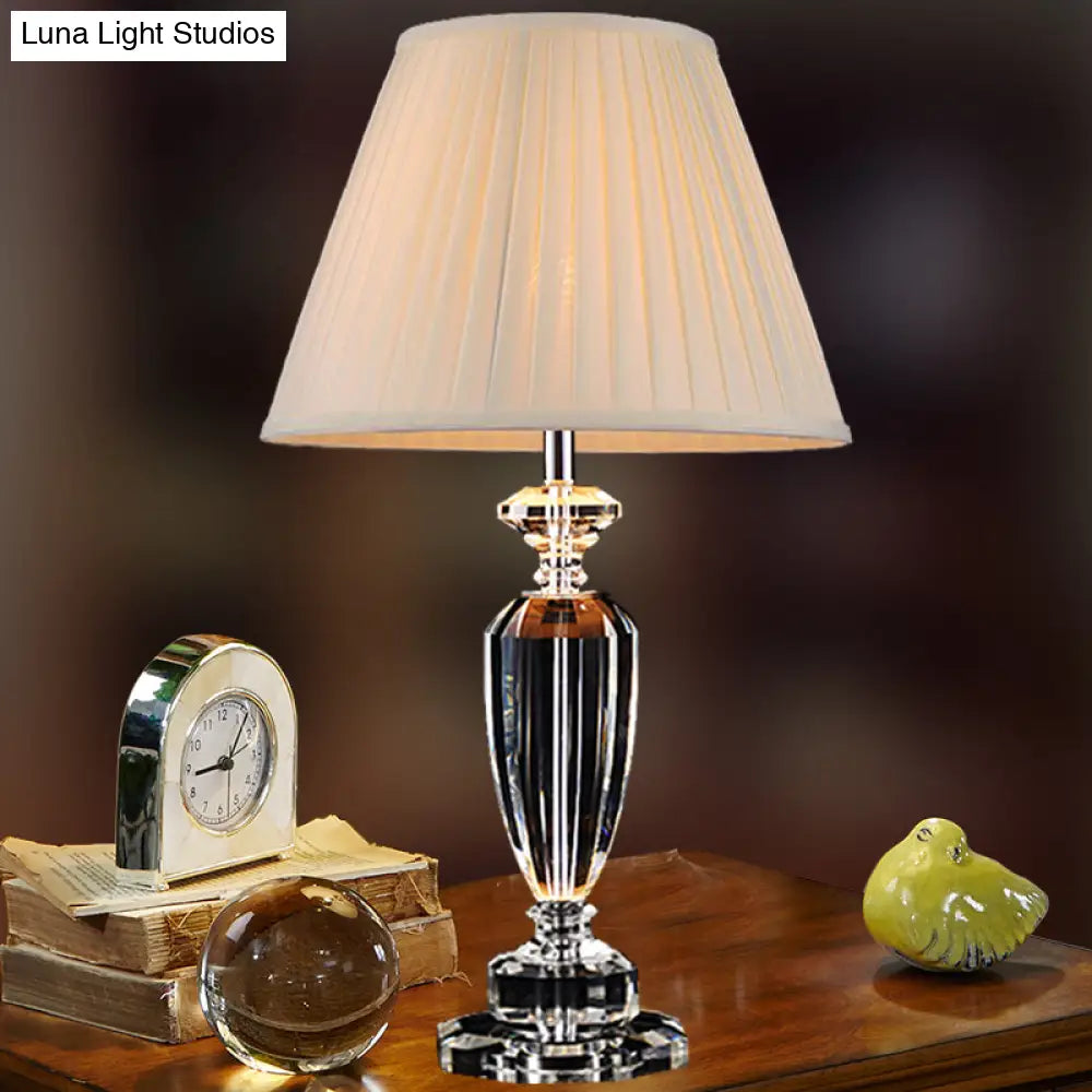 Modern Beige Desk Lamp With Wide Flare Shade Ideal Living Room Task Lighting