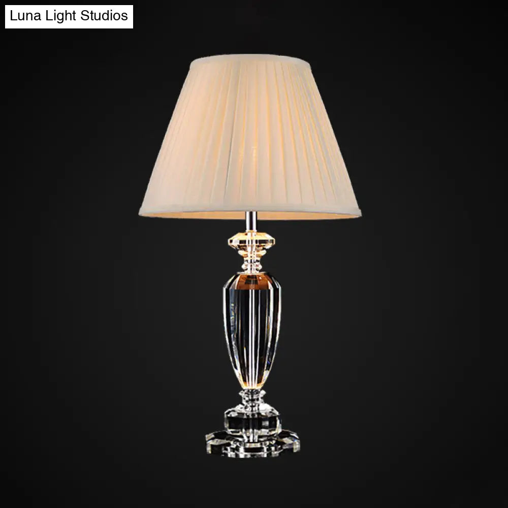 Modern Beige Desk Lamp With Wide Flare Shade Ideal Living Room Task Lighting
