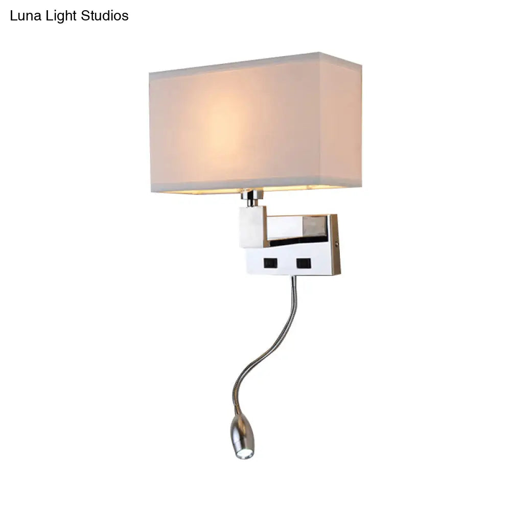 Modern Beige Fabric Led Wall Sconce With Spotlight