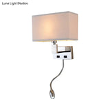 Modern Beige Fabric Led Wall Sconce With Spotlight