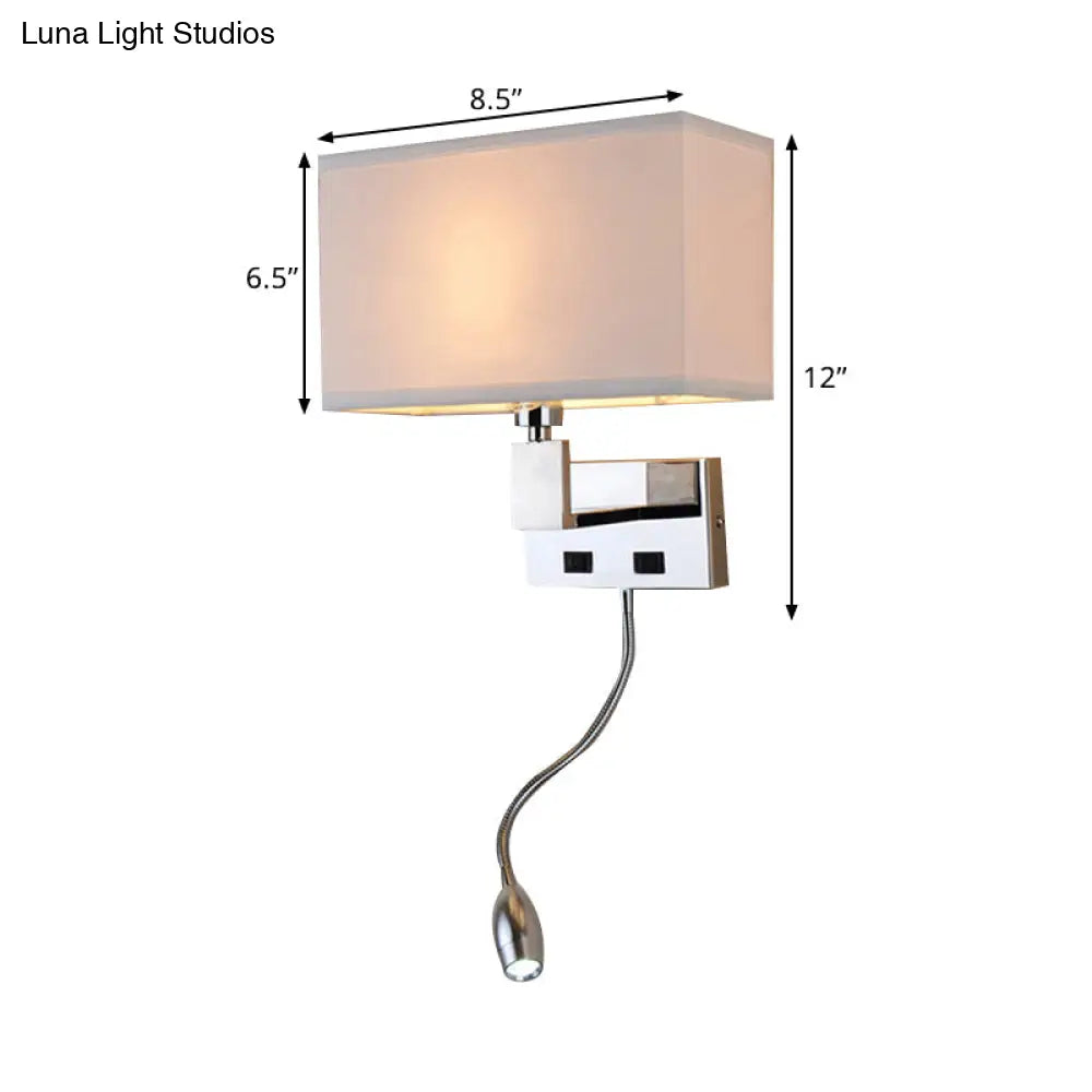 Modern Beige Fabric Led Wall Sconce With Spotlight