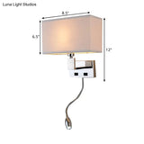 Modern Beige Fabric Led Wall Sconce With Spotlight