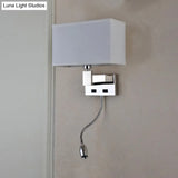 Modern Beige Fabric Led Wall Sconce With Spotlight