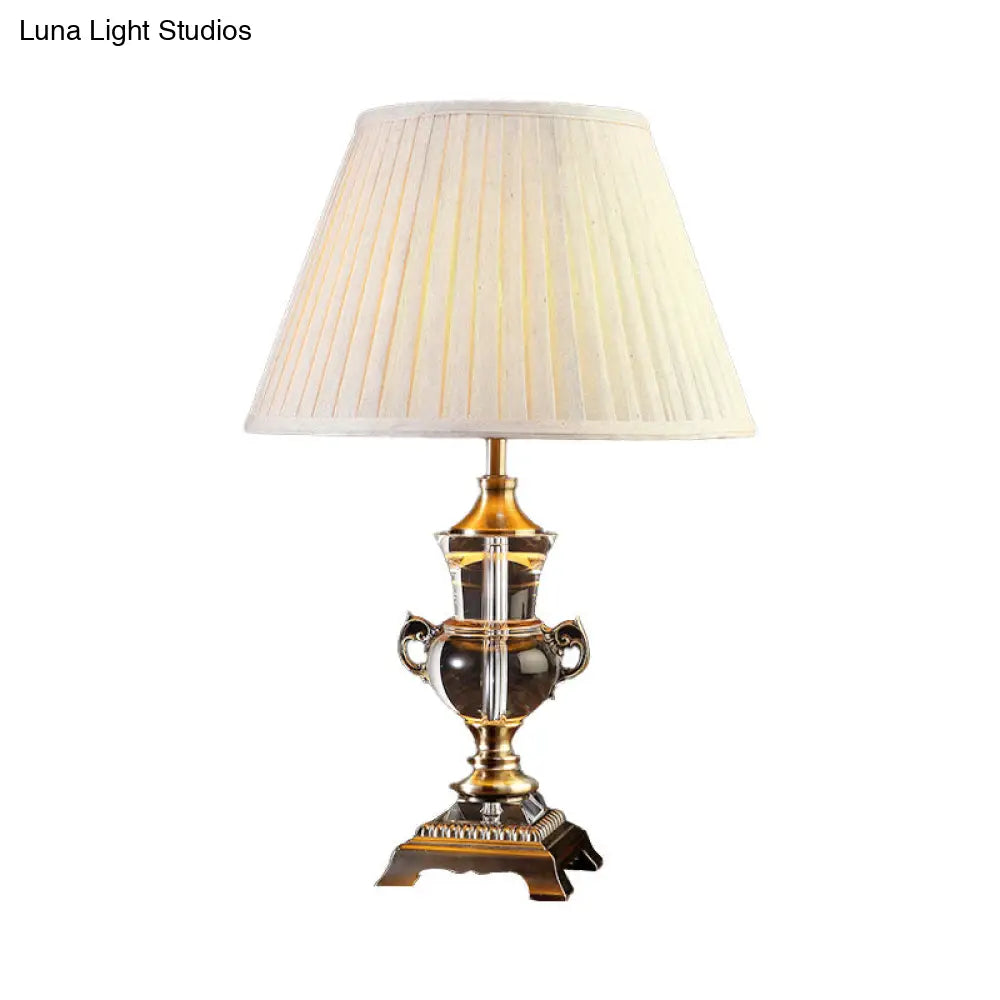 Modern Beige Flare Reading Lamp With Fabric Shade - Efficient 1 Bulb Task Lighting