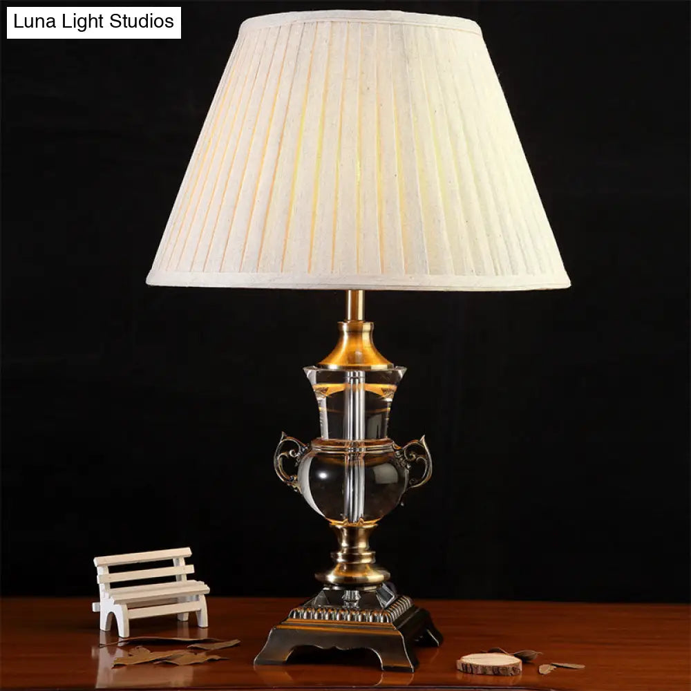 Modern Beige Flare Reading Lamp With Fabric Shade - Efficient 1 Bulb Task Lighting