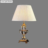 Modern Beige Flare Reading Lamp With Fabric Shade - Efficient 1 Bulb Task Lighting