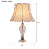Modern Beige Flare Study Lamp With Crystal Base - 1 Head Reading Light
