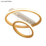 Modern Beige Led Wood Flush Mount Ceiling Light - 17’/21’/25’ Wide Fixture