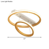 Modern Beige Led Wood Flush Mount Ceiling Light - 17’/21’/25’ Wide Fixture