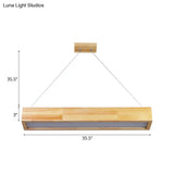 Modern Beige Linear Pendant Light - 1-Head Led Wood Ceiling Lamp (Warm/White Light) 23.5/35.5/47