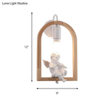 Modern Beige Wooden Arched Shelf Wall Light With Lovely Deco Boutique Sconce Lamp