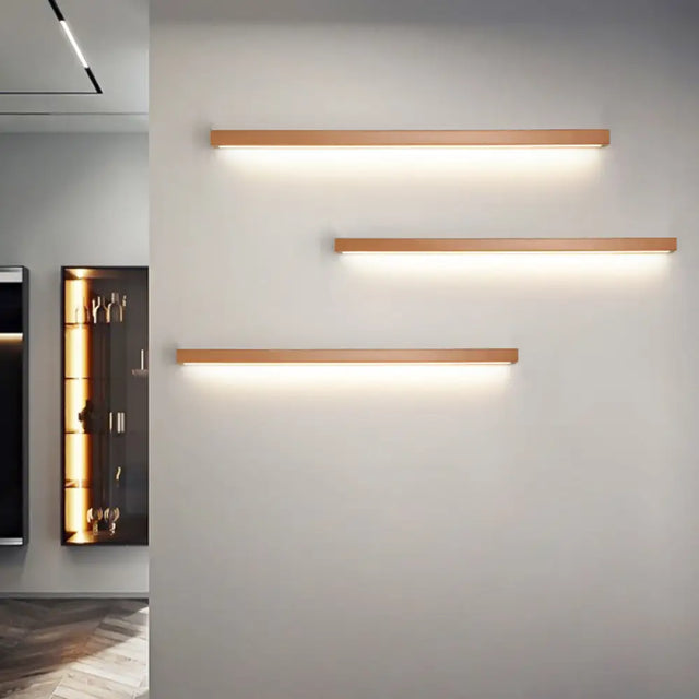 Modern Beige Wooden Led Wall Sconce For Contemporary Living Room Lighting