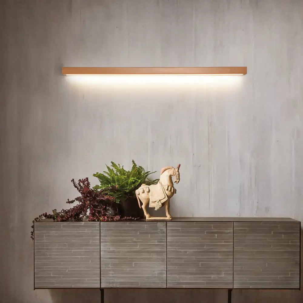 Modern Beige Wooden Led Wall Sconce For Contemporary Living Room Lighting Wood / Small A