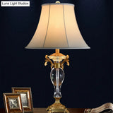 Modern Bell Study Lamp: White Fabric Shade Carved Brass Base 1 Bulb Task Light