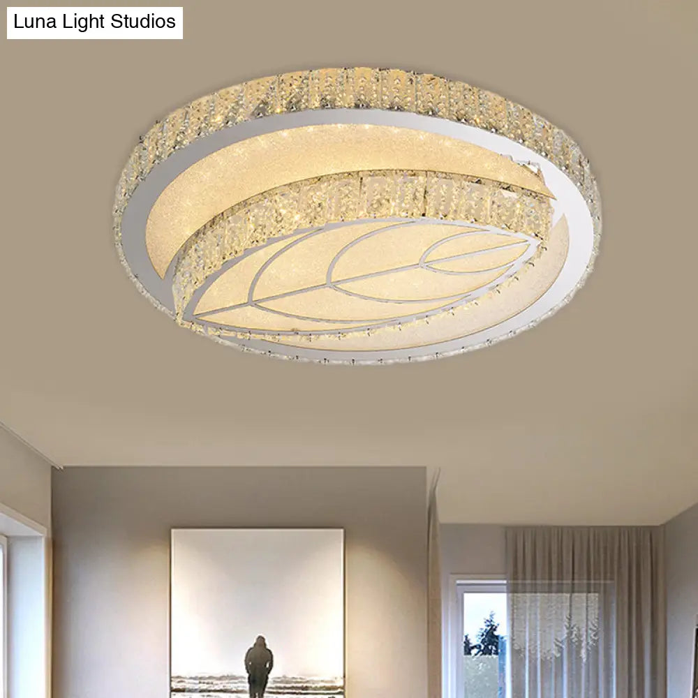 Modern Bevel Cut Glass Led Ceiling Mounted Flush Light In Chrome For Sleeping Room