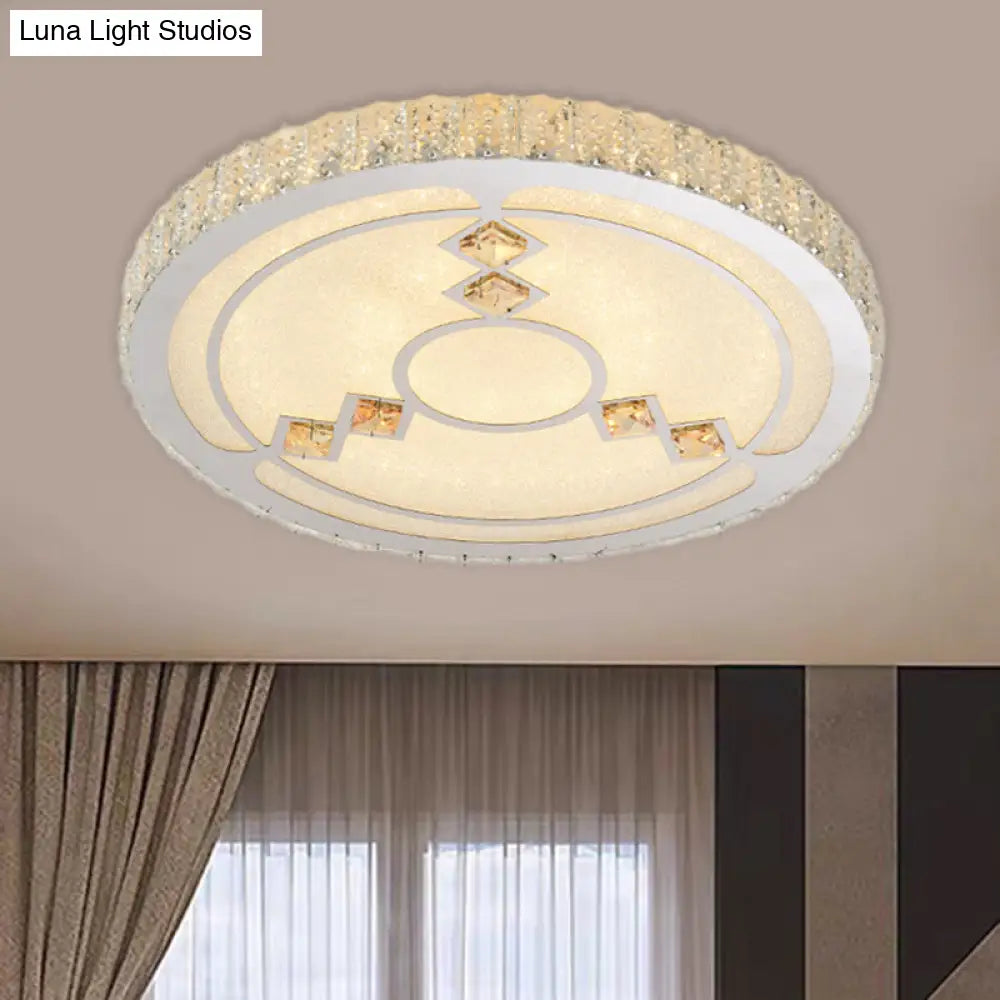 Modern Bevel Cut Glass Led Ceiling Mounted Flush Light In Chrome For Sleeping Room