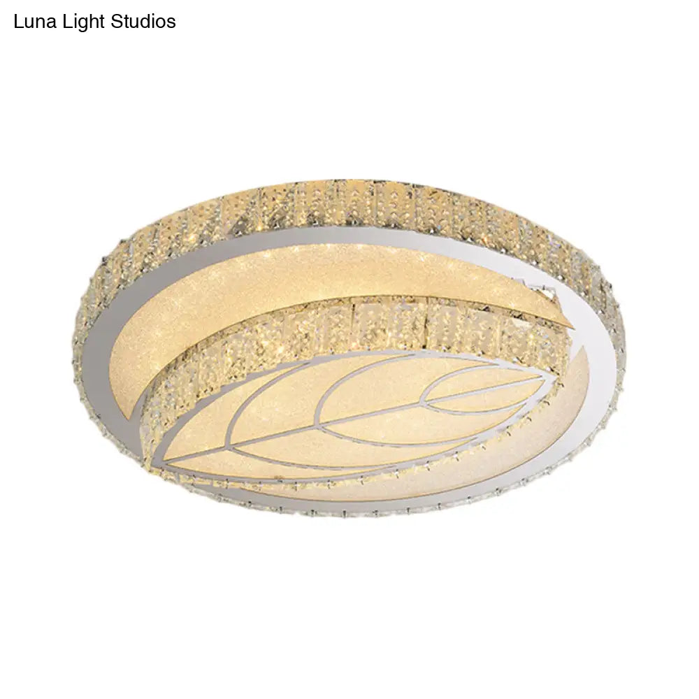 Modern Bevel Cut Glass Led Ceiling Mounted Flush Light In Chrome For Sleeping Room