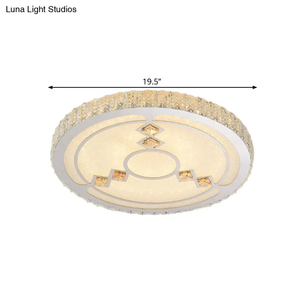 Modern Bevel Cut Glass Led Ceiling Mounted Flush Light In Chrome For Sleeping Room