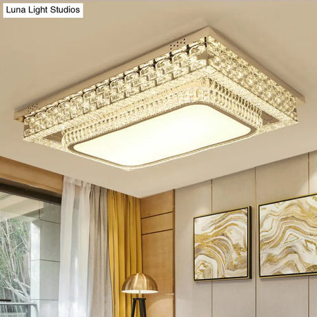 Modern Beveled Crystal Clear Led Ceiling Flushmount For Bedroom