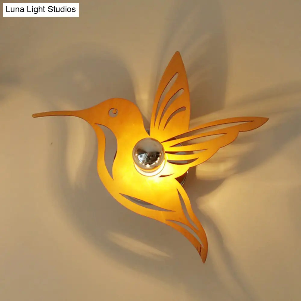 Modern Bird-Shaped Wood Sconce With Beige Wall Mount - Bedside Lamp