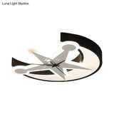 Modern Black Acrylic Clock Flush Ceiling Light With Moon & Star Led For Dining Room
