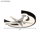 Modern Black Acrylic Clock Flush Ceiling Light With Moon & Star Led For Dining Room
