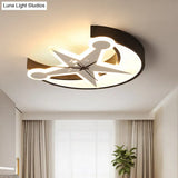 Modern Black Acrylic Clock Flush Ceiling Light With Moon & Star Led For Dining Room