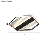 Modern Black Acrylic Led Flush Ceiling Light For Hotels - Rectangle And Hexagon Design