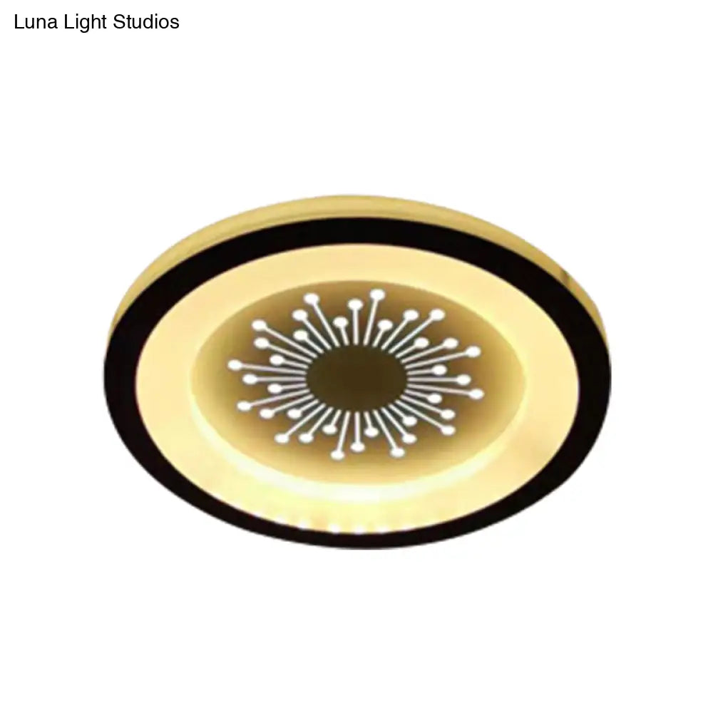 Modern Black Acrylic Led Flush Mount Lamp With Dandelion Pattern