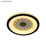 Modern Black Acrylic Led Flush Mount Lamp With Dandelion Pattern