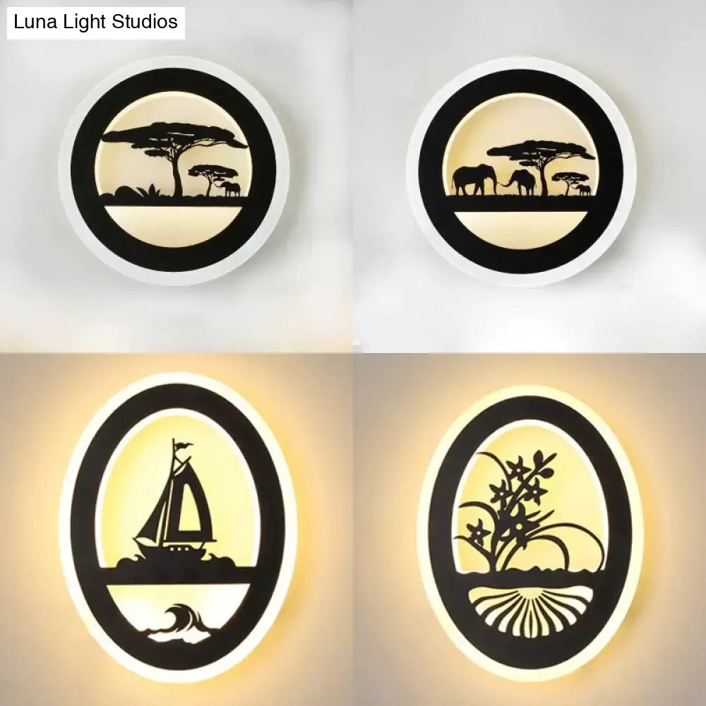 Modern Black Acrylic Wall Light For Living Room & Corridor - Natural View Sconce