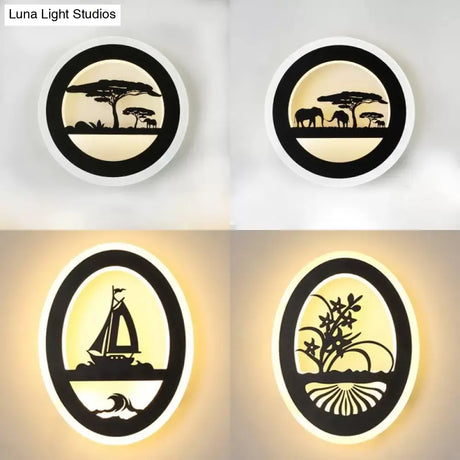 Modern Black Acrylic Wall Light For Living Room & Corridor - Natural View Sconce