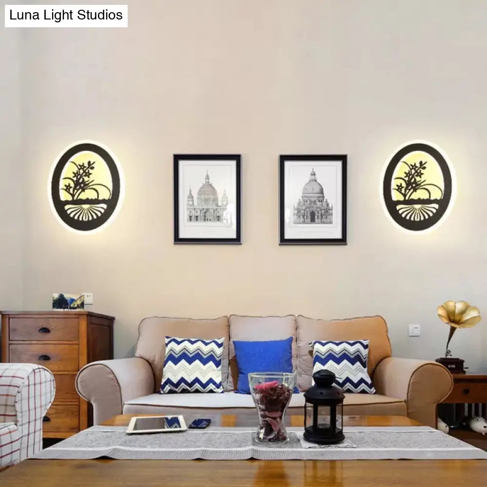 Modern Black Acrylic Wall Light For Living Room & Corridor - Natural View Sconce