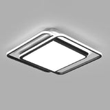 Modern Black Aluminum Led Bedroom Flushmount Ceiling Light - Square Shape / 20.5’