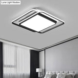 Modern Black Aluminum Led Bedroom Flushmount Ceiling Light - Square Shape