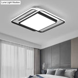 Modern Black Aluminum Led Bedroom Flushmount Ceiling Light - Square Shape