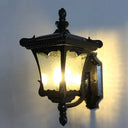 Modern Black Aluminum Wall Sconce With Water Glass Shade - 1 Light Farmhouse Lighting