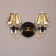 Modern Black Amber Glass Wall Lamp - 2-Light Mushroom Sconce Light Fixture For Living Room