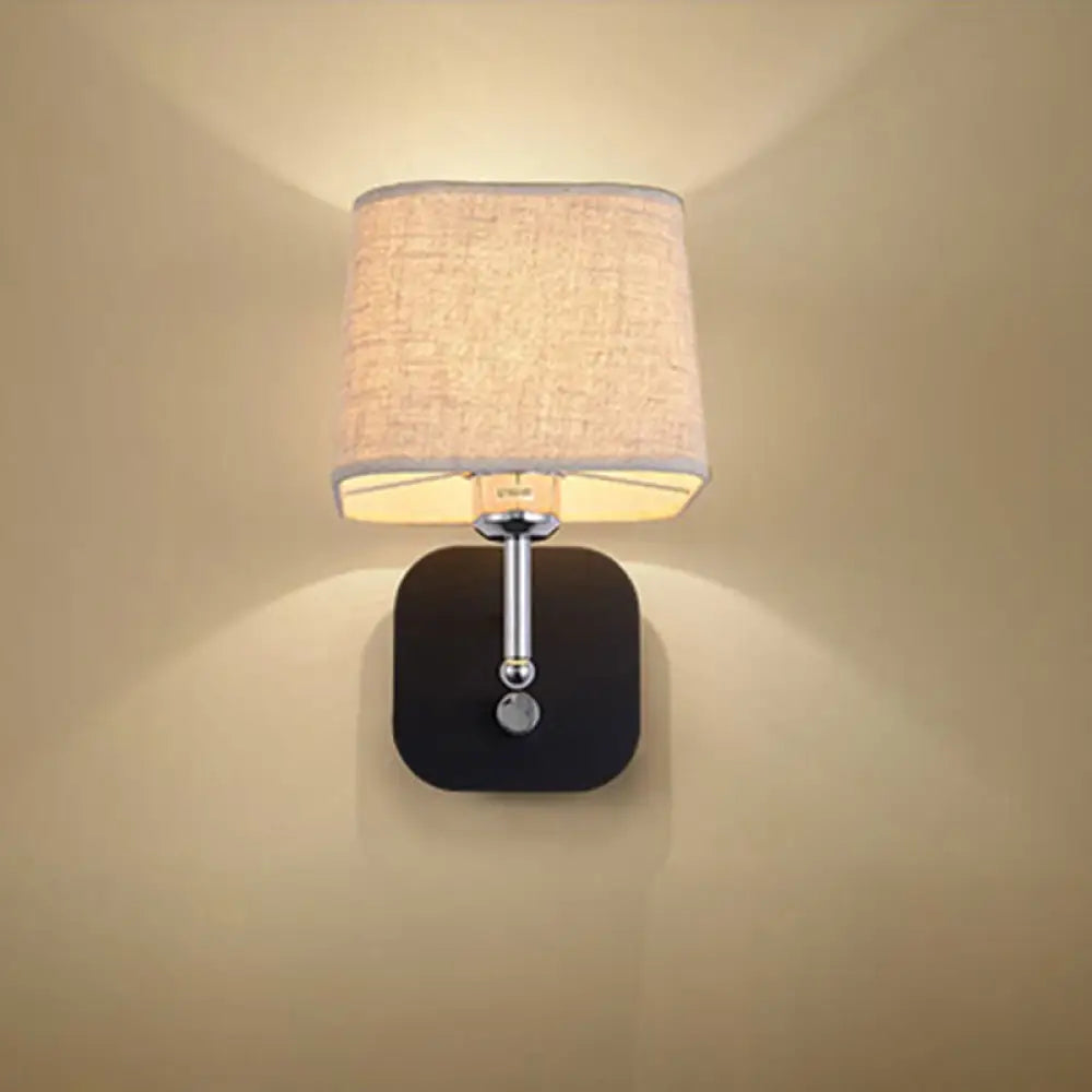 Modern Black And Beige Tapered Wall Sconce With 1 Light Backplate /