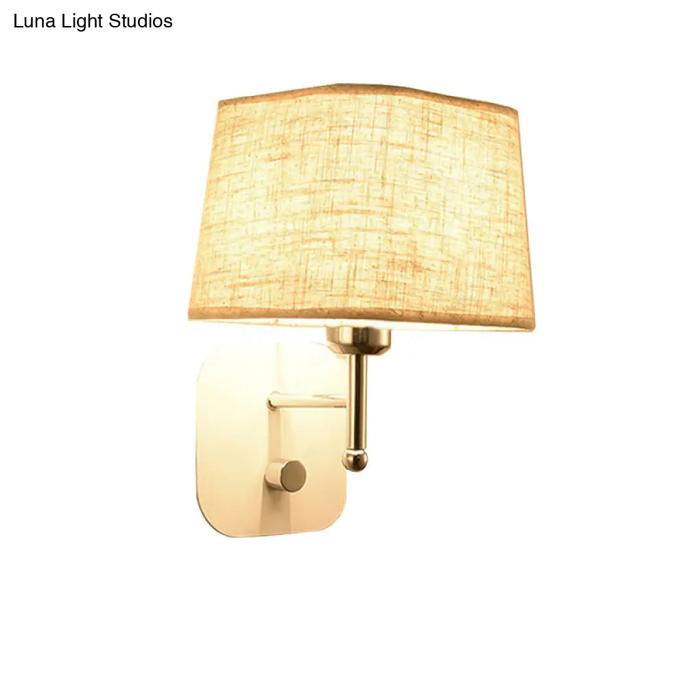 Modern Black And Beige Tapered Wall Sconce With 1 Light Backplate