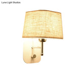 Modern Black And Beige Tapered Wall Sconce With 1 Light Backplate